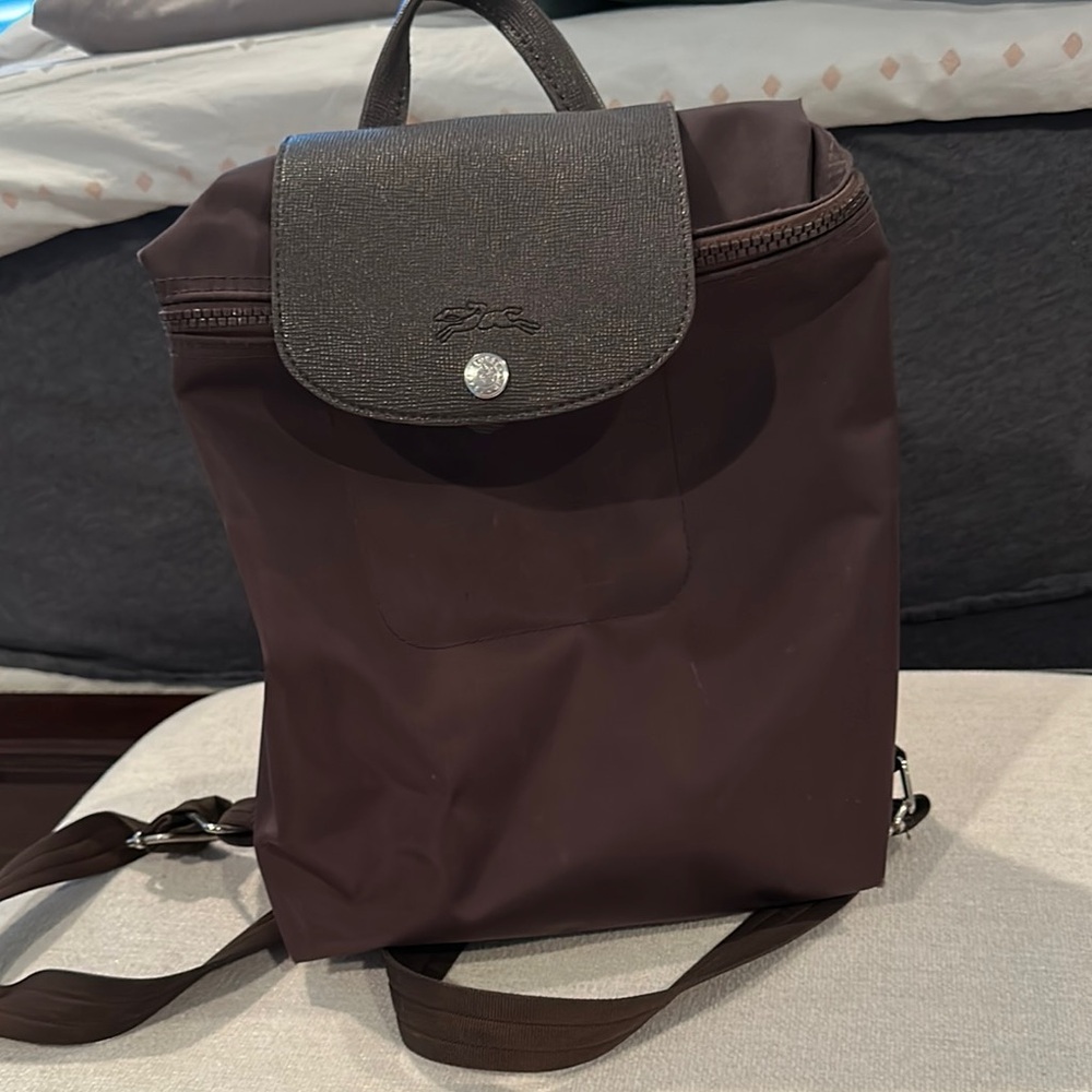 Compact Brown Backpack with Flap Closure and Durable Fabric